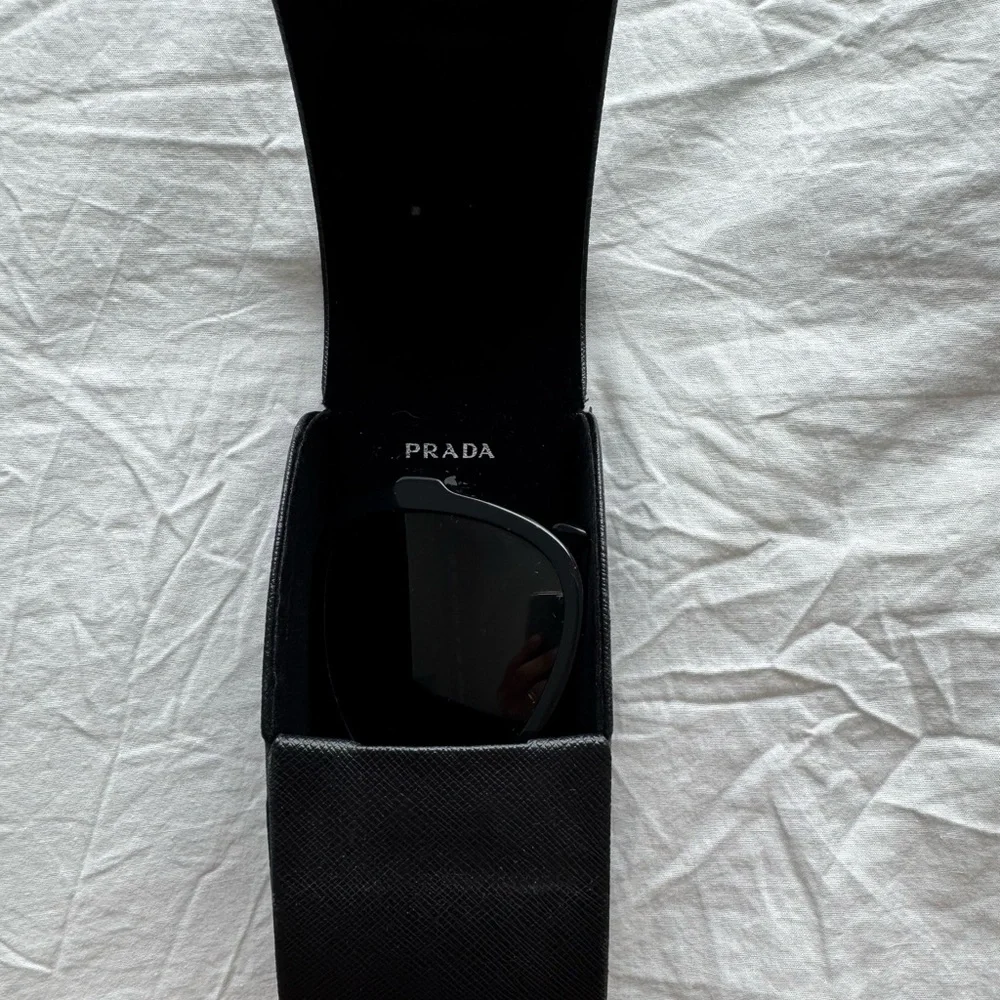 Prada Vintage Silver Logo Oversized Oval Black Mask Sunglasses - Picture 3 of 12